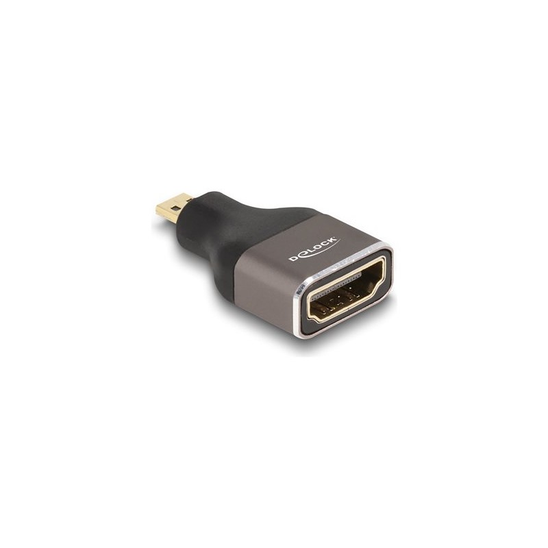 Delock - Vysoká rychlost - adaptér HDMI s ethernetem - 19 pin micro HDMI Type D s piny (male) do HDMI se zdírkami (female)