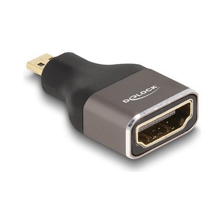 Delock - Vysoká rychlost - adaptér HDMI s ethernetem - 19 pin micro HDMI Type D s piny (male) do HDMI se zdírkami (female)