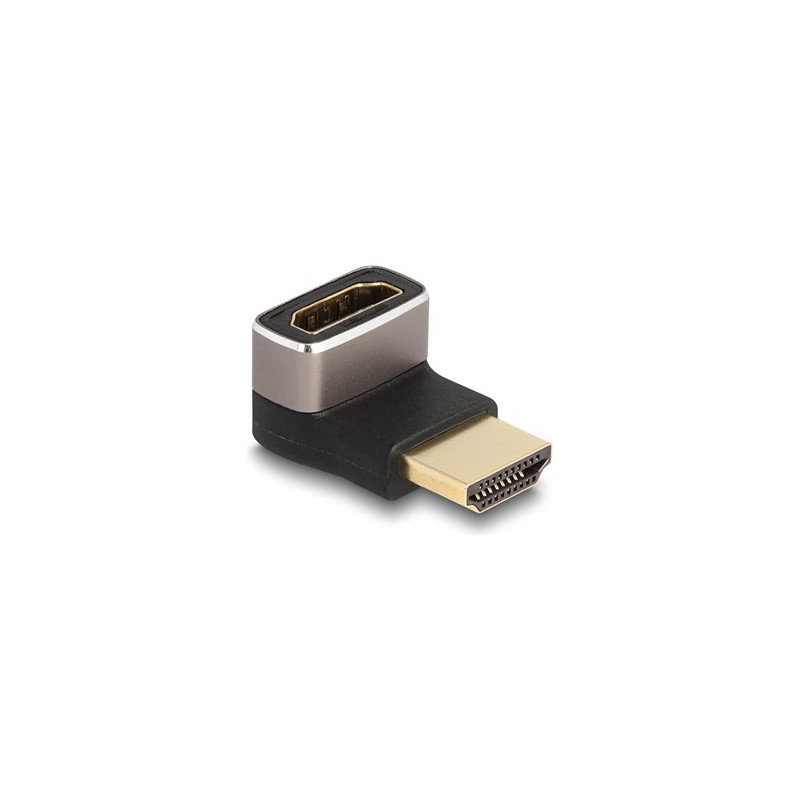 Delock - Vysoká rychlost - adaptér HDMI s ethernetem - HDMI s piny (male) do HDMI se zdírkami (female) dolu zahnutý