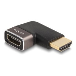 Delock - Vysoká rychlost - adaptér HDMI s ethernetem - HDMI s piny (male) do HDMI se zdírkami (female) levý úhel - cerná/šedá