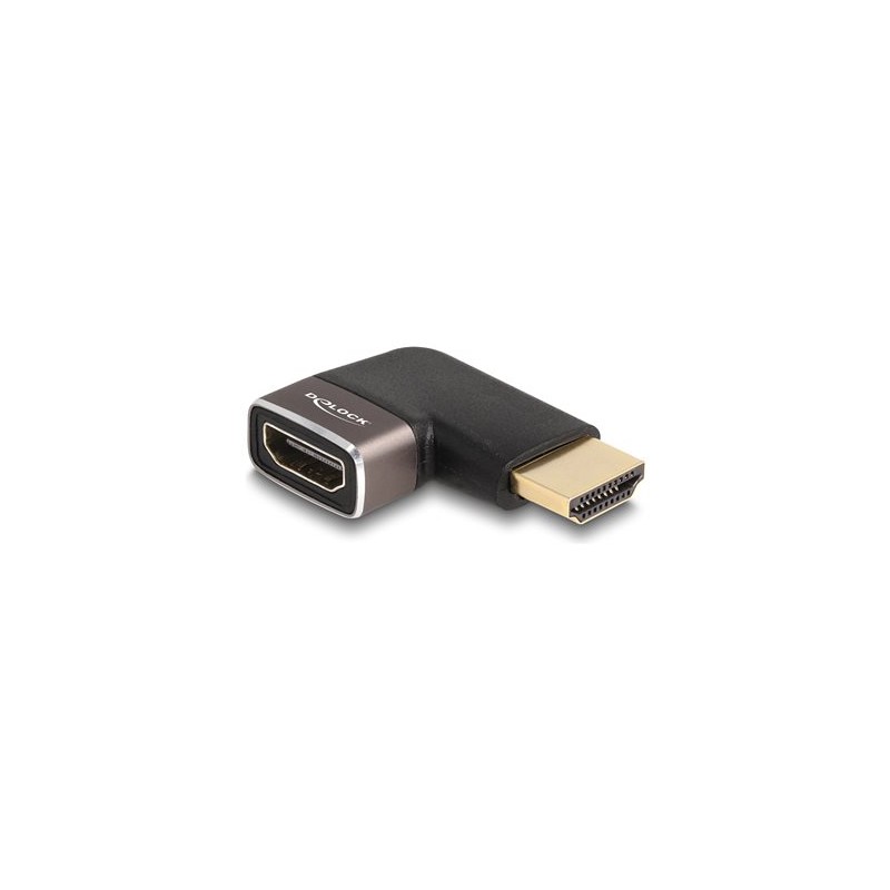 Delock - Vysoká rychlost - adaptér HDMI s ethernetem - HDMI s piny (male) do HDMI se zdírkami (female) levý úhel - cerná/šedá