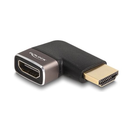 Delock - Vysoká rychlost - adaptér HDMI s ethernetem - HDMI s piny (male) do HDMI se zdírkami (female) levý úhel - cerná/šedá