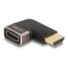 Delock - Vysoká rychlost - adaptér HDMI s ethernetem - HDMI s piny (male) do HDMI se zdírkami (female) levý úhel - cerná/šedá