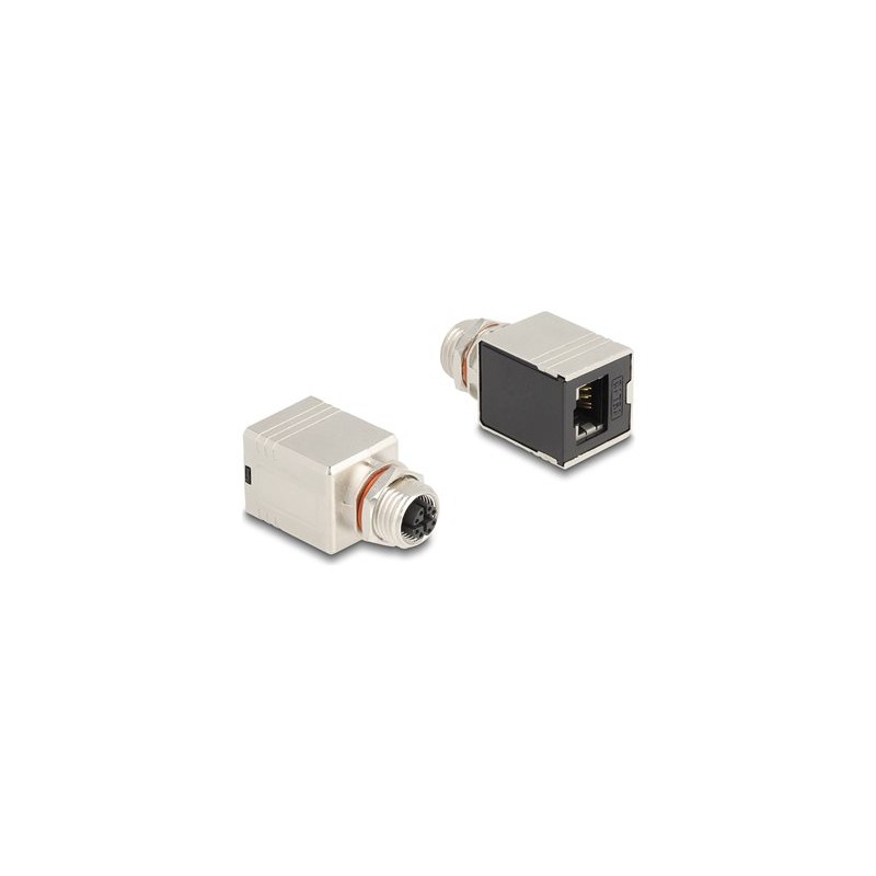 Delock - Sítový adaptér - 8 pin M12-X (F) do RJ-45 (F) - STP - CAT 6a - cerná/stríbrná