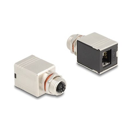 Delock - Sítový adaptér - 8 pin M12-X (F) do RJ-45 (F) - STP - CAT 6a - cerná/stríbrná