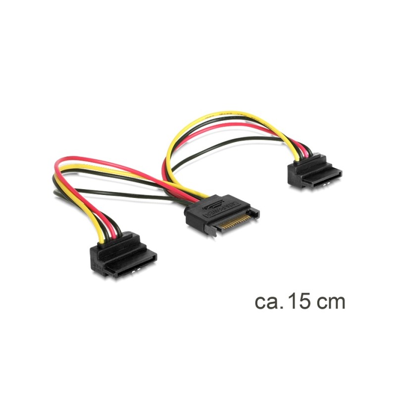 Delock - Separátor k napájení - SATA napájení (F) do SATA napájení (M) - 15 cm - 90° konektor