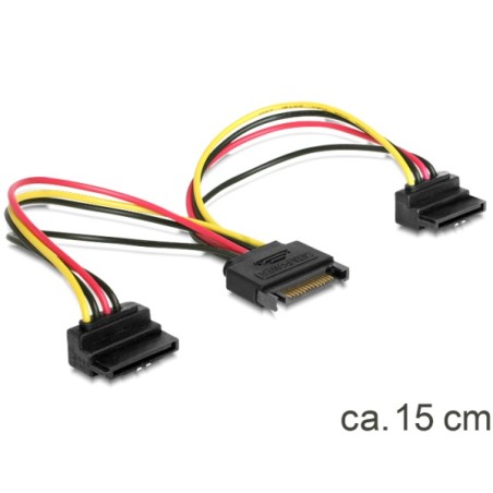 Delock - Separátor k napájení - SATA napájení (F) do SATA napájení (M) - 15 cm - 90° konektor
