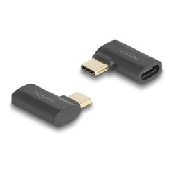 Delock - USB adaptér - 24 pin USB-C (M) do 24 pin USB-C (F) levý/pravý úhel - Thunderbolt 4 - 48 V - 5 A - podpora napájení