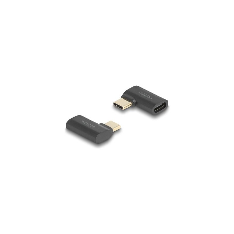 Delock - USB adaptér - 24 pin USB-C (M) do 24 pin USB-C (F) levý/pravý úhel - Thunderbolt 4 - 48 V - 5 A - podpora napájení