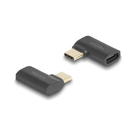 Delock - USB adaptér - 24 pin USB-C (M) do 24 pin USB-C (F) levý/pravý úhel - Thunderbolt 4 - 48 V - 5 A - podpora napájení
