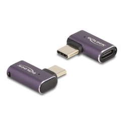 Delock - USB adaptér - 24 pin USB-C (M) levý/pravý úhel do 24 pin USB-C (F) - USB4 / Thunderbolt 3 / Thunderbolt 4 / Disp… 60287