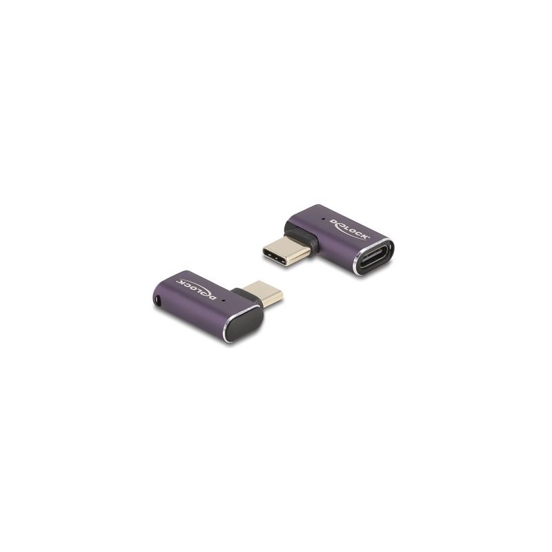 Delock - USB adaptér - 24 pin USB-C (M) levý/pravý úhel do 24 pin USB-C (F) - USB4 / Thunderbolt 3 / Thunderbolt 4 / Disp… 60287