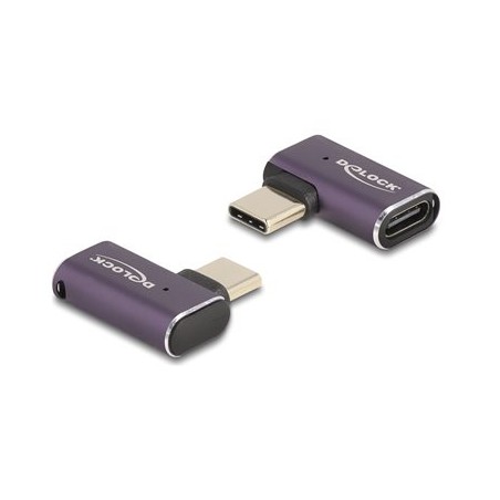Delock - USB adaptér - 24 pin USB-C (M) levý/pravý úhel do 24 pin USB-C (F) - USB4 / Thunderbolt 3 / Thunderbolt 4 / Disp… 60287