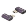 Delock - USB adaptér - 24 pin USB-C (M) levý/pravý úhel do 24 pin USB-C (F) - USB4 / Thunderbolt 3 / Thunderbolt 4 / Disp… 60287