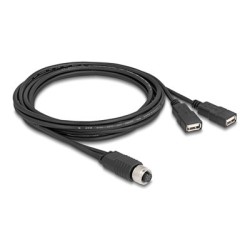 Delock - Sítový kabel adaptér - 8pinový M12-A (F) do USB 2.0 A (F) - 2 m - 4.5 mm - A-kódované - cerná