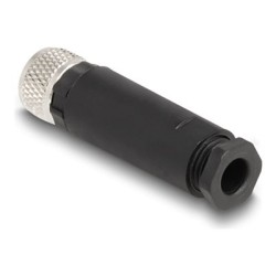 Delock - Sítový konektor - 3 piny M8 (F) do 3pólový šroubovací terminál (F) - 12.1 mm - IP67 - A-kódované - cerná
