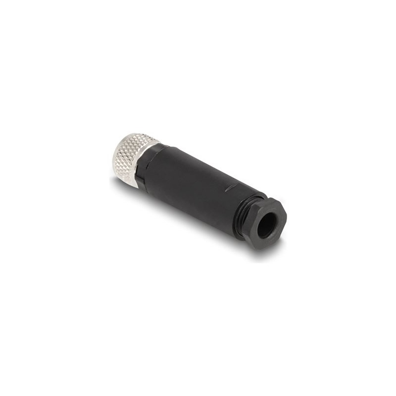 Delock - Sítový konektor - 3 piny M8 (F) do 3pólový šroubovací terminál (F) - 12.1 mm - IP67 - A-kódované - cerná