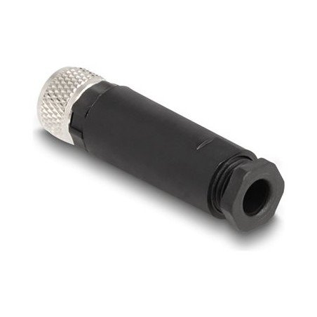 Delock - Sítový konektor - 3 piny M8 (F) do 3pólový šroubovací terminál (F) - 12.1 mm - IP67 - A-kódované - cerná