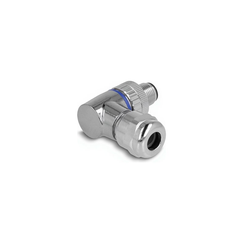 Delock - Adaptér konektoru k napájení - 4 piny M12 (M) pravoúhlý do šroubový terminál - 250 V - 4 A - A-kódované - stríbrná