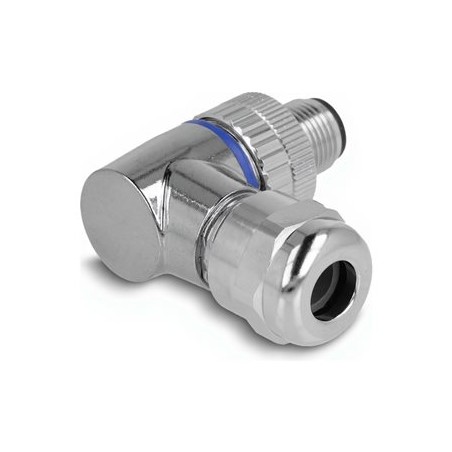 Delock - Adaptér konektoru k napájení - 4 piny M12 (M) pravoúhlý do šroubový terminál - 250 V - 4 A - A-kódované - stríbrná