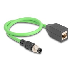 Delock - Sítový kabel - 8kolíkový M12 (M) do RJ-45 (F) - 50 cm - 6.8 mm - SF/UTP - A-kódované - zelená