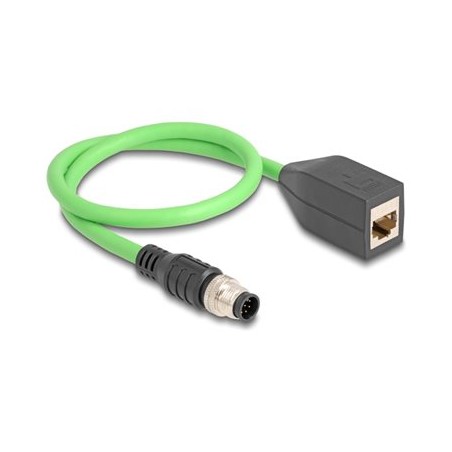 Delock - Sítový kabel - 8kolíkový M12 (M) do RJ-45 (F) - 50 cm - 6.8 mm - SF/UTP - A-kódované - zelená