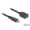 Delock - USB kabel - 24 pin USB-C (M) do USB typ A (F) - 50 cm - rychlost prenosu dat až 10 Gbps, kroucený - cerná