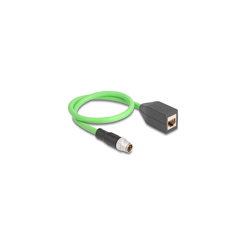 Delock - Sítový kabel adaptér - 8 pin M12-X (M) do RJ-45 (F) - 50 cm - 6.8 mm - SF/UTP - zelená