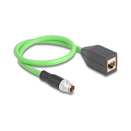 Delock - Sítový kabel adaptér - 8 pin M12-X (M) do RJ-45 (F) - 50 cm - 6.8 mm - SF/UTP - zelená