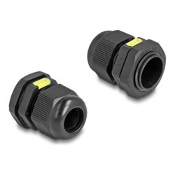Delock - Tesnící spojka kabelu - M20, s ventilací, prachotesné a vodotesné IP68 - cerná, RAL 9005 (balení 2)