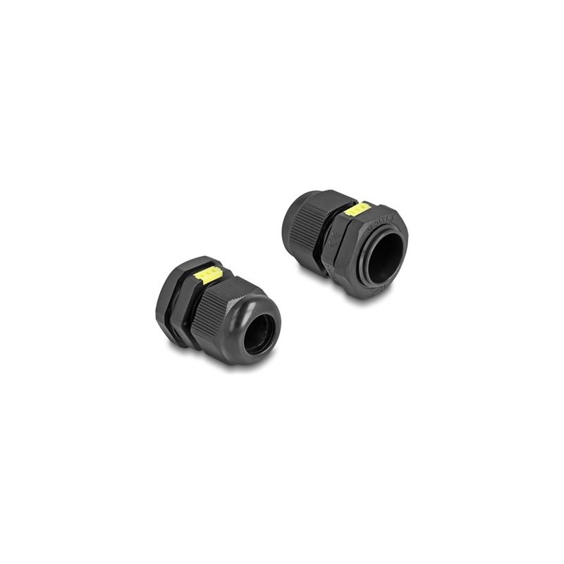 Delock - Tesnící spojka kabelu - M20, s ventilací, prachotesné a vodotesné IP68 - cerná, RAL 9005 (balení 2)