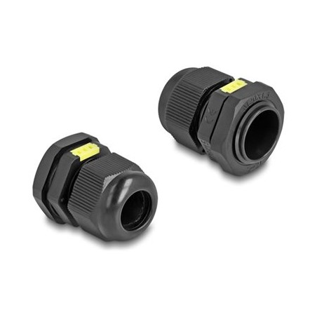 Delock - Tesnící spojka kabelu - M20, s ventilací, prachotesné a vodotesné IP68 - cerná, RAL 9005 (balení 2)