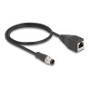Delock - Sítový kabel - 8pinový M12-A (M) do RJ-45 (F) - 50 cm - 6 mm - S/FTP - CAT 5e - cerná
