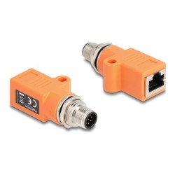 Delock - Sítový adaptér - 8pinový M12-A (M) rovné do RJ-45 (F) rovné - STP - CAT 5e - A-kódované - oranžová