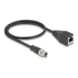 Delock - Sítový kabel - 8kolíkový M12 (M) do RJ-45 (F) - 50 cm - 6 mm - S/FTP - CAT 5e - X-kódovaný - cerná