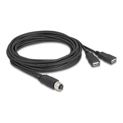 Delock - USB / sériový kabel - 8pinový M12-A (F) do USB (F) - 30 V - 1.5 A - 3 m - A-kódované - cerná