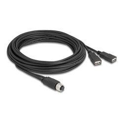 Delock - USB / sériový kabel - 8pinový M12-A (F) do USB (F) - 30 V - 1.5 A - 5 m - A-kódované - cerná