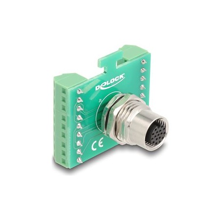 Delock - Sítový adaptér - 17 pin M12 (F) do 18pinový svorkový blok - A-kódované, pro instalaci