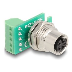 Delock - Sítový adaptér - 4-pinové M12-A (F) do terminál s 5 piny - A-kódované