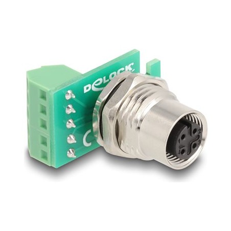 Delock - Sítový adaptér - 4-pinové M12-A (F) do terminál s 5 piny - A-kódované
