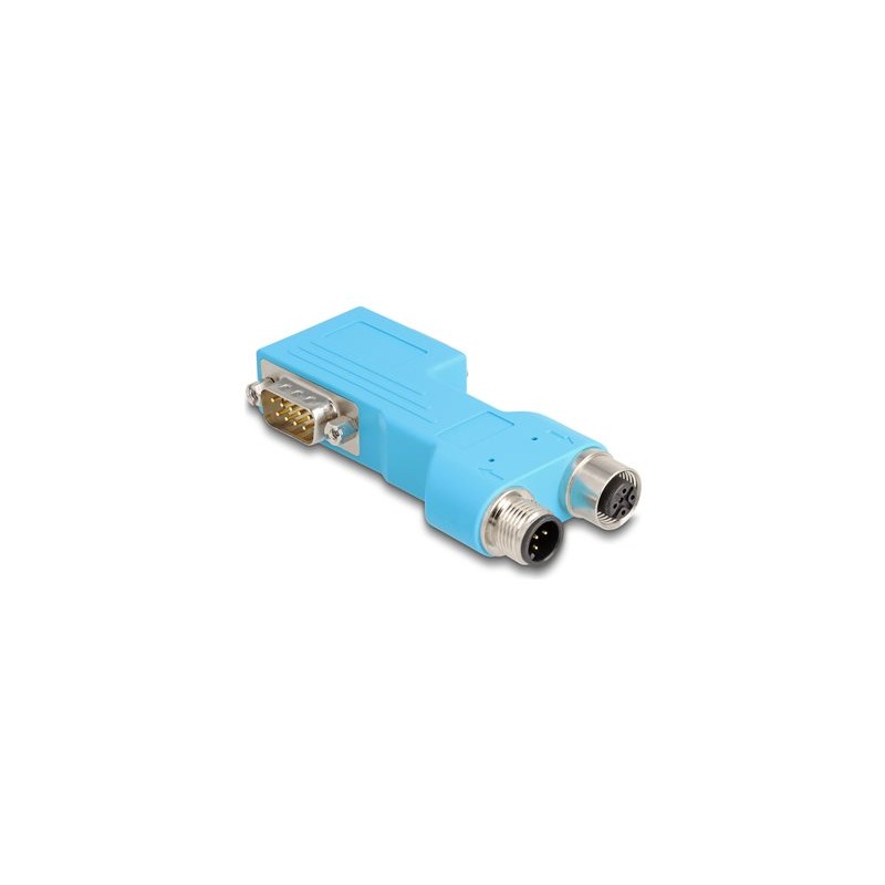 Delock - Serial splitter - DB-9 šroubovací do 5 pin M12-A - 90° konektor, adaptér sbernice CAN - modrá