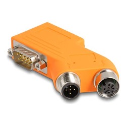 Delock - Serial splitter - DB-9 šroubovací do 5 pin M12-A naklonený - adaptér sbernice CAN - oranžová