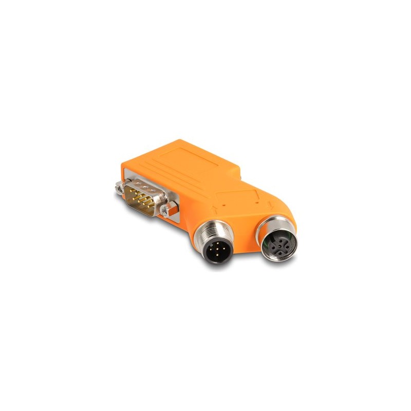 Delock - Serial splitter - DB-9 šroubovací do 5 pin M12-A naklonený - adaptér sbernice CAN - oranžová