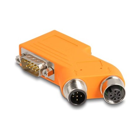 Delock - Serial splitter - DB-9 šroubovací do 5 pin M12-A naklonený - adaptér sbernice CAN - oranžová