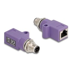 Delock - Sítový adaptér - 4 piny M12-D (M) se závitem do RJ-45 (F) - STP - CAT 5e - D-kódovaný - fialová