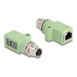 Delock - Sítový adaptér - 8 pin M12-X (F) rovné do RJ-45 (F) rovné - STP - CAT 5e - X-kódovaný - zelená