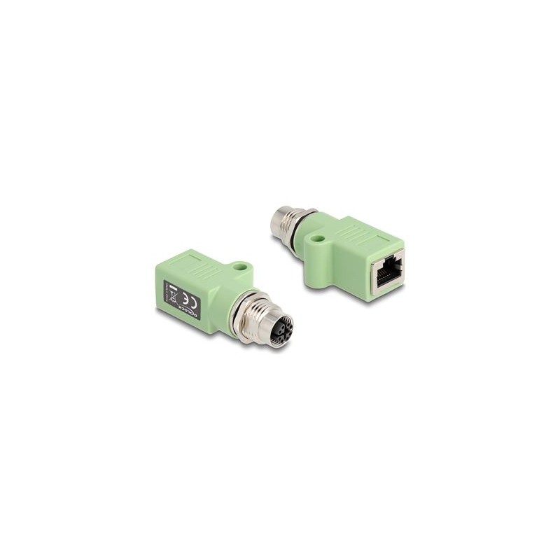 Delock - Sítový adaptér - 8 pin M12-X (F) rovné do RJ-45 (F) rovné - STP - CAT 5e - X-kódovaný - zelená