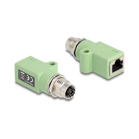 Delock - Sítový adaptér - 8 pin M12-X (F) rovné do RJ-45 (F) rovné - STP - CAT 5e - X-kódovaný - zelená
