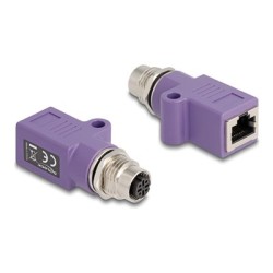Delock - Sítový adaptér - 4 piny M12-D (F) se závitem do RJ-45 (F) - STP - CAT 5e - D-kódovaný - fialová
