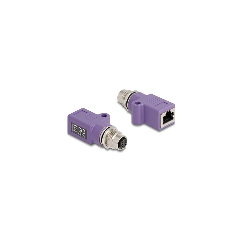 Delock - Sítový adaptér - 4 piny M12-D (F) se závitem do RJ-45 (F) - STP - CAT 5e - D-kódovaný - fialová